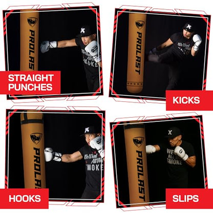 Heavy Punching Kicking Bag for Adults, Boxing, MMA, Martial Arts, Muay Thai, Strength Training Equipment, Filled/Unfilled, 6ft, 150 lbs, Special Edition Logo - color: Brown / Black, size: Filled