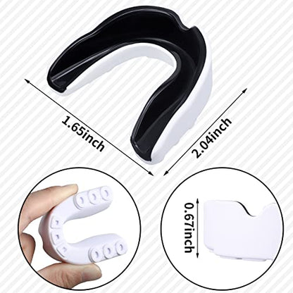 Sport Mouth Guards Gum Teeth Armor Game Guard for Boxing Basketball Football Hockey Karate Basketball Rugby Match - color: Black White Combined