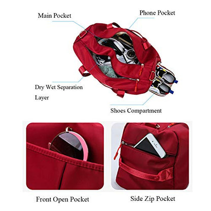 Sports Gym Bag for Women Travel Duffel Bag with Wet Pocket and Shoes Compartment for Training Swim Yoga(Pink) - color: Pink