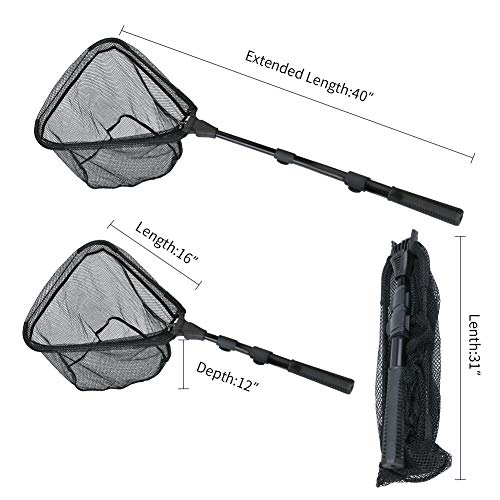 RESTCLOUD Fishing Landing Net with Telescoping Pole Handle, Fishing net Freshwater for Kids Men Women, Extend to 40-63 Inches - style: H: Aircraft-grade Aluminum Handle, 63" Full