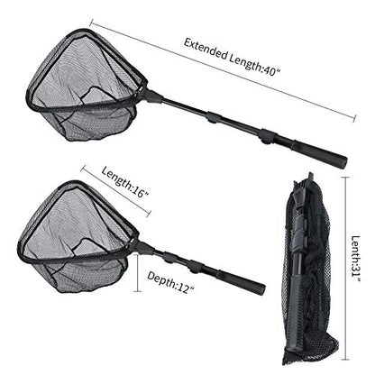 RESTCLOUD Fishing Landing Net with Telescoping Pole Handle, Fishing net Freshwater for Kids Men Women, Extend to 40-63 Inches - style: H: Aircraft-grade Aluminum Handle, 63" Full