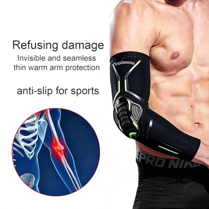 Padded Arm Sleeves – Football, Basketball, Volleyball & Soccer Elbow Forearm Protection for Men & Women (1 Pair) - size: L-Large