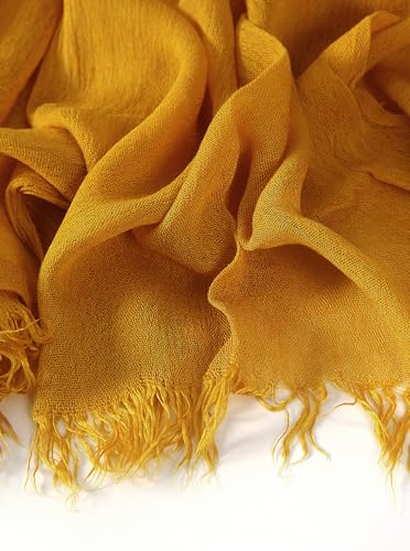 Cotton Linen Plain Hijab Scarf For Women,Muslim Viscose Crinkle Edge With Fringe,Summer Beach Wrap Headwraps Shawl - color: 11#ginger