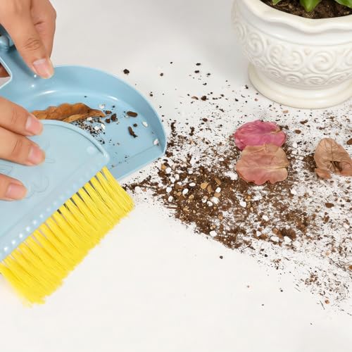 Small Broom and Dustpan Set,mini Broom and Dustpan Set,Kids Broom Set,for Home, Sofas, Kitchen countertops, Storage Shelves, bathrooms, and pet Areas Cleaning - color: Blue