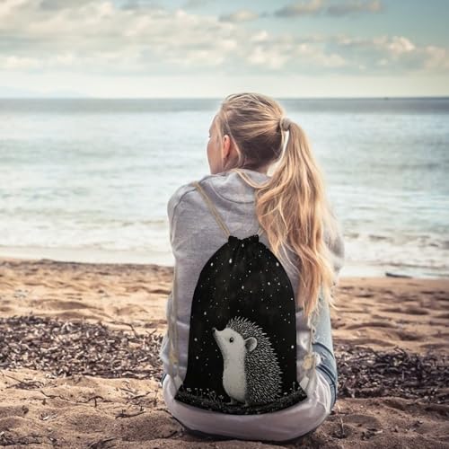 Hedgehog Drawstring Backpack Canvas String Bag Lightweight Sports Gym Bag for Men Women - color: Color-5