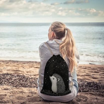 Hedgehog Drawstring Backpack Canvas String Bag Lightweight Sports Gym Bag for Men Women - color: Color-5