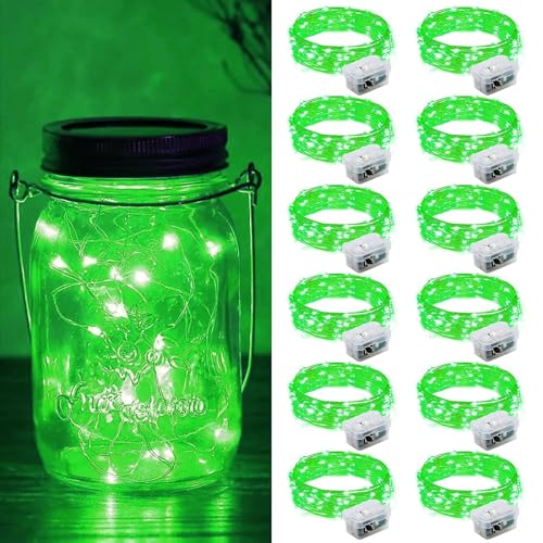 ZGWJ 12 Pack Fairy Lights Battery Operated, 7ft 20 Mini LED Fairy String Lights Silver Wire 3 Modes for DIY, Parties, Wedding, Bedroom, Halloween Christmas Decoration Green - color: Green, size: 12
