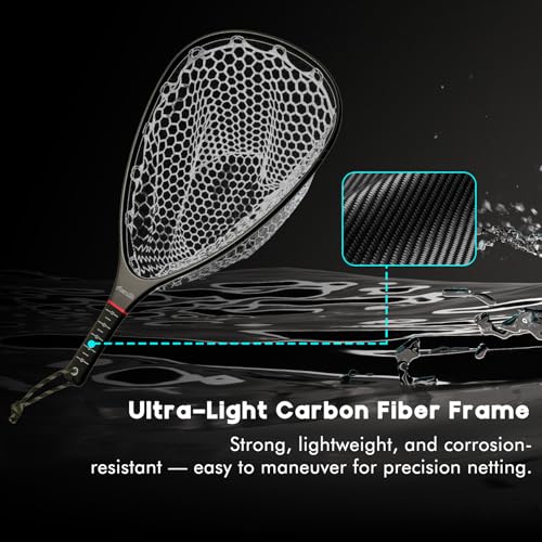 Floating Carbon Fiber Fly Fishing Net, 26" Standard / 37" Long - color: 26" Wading Net (Standard) - Black Carbon