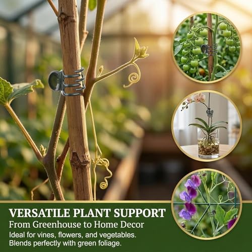 RAINFLOW 200 PCS Plant Clips - Orchid Clips for Vines, Stakes and Trellises | Small Plant Support Clips for Orchids, Climbing Vines, Flower Stems, Indoor Plants, Stakes and Trellises