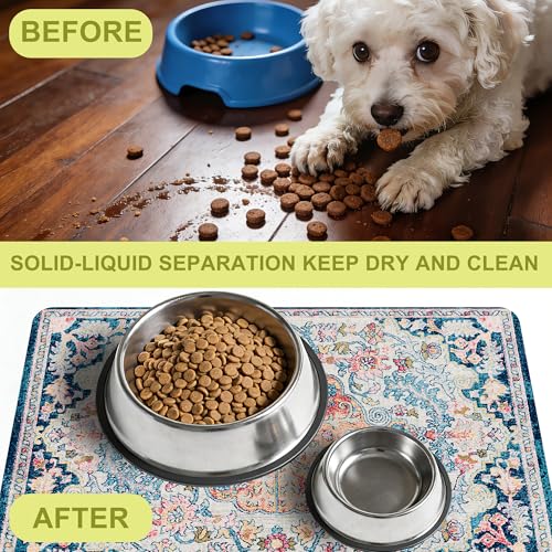 Cat Food Mat Pet Feeding Mats Dog Bowls Mat Cat Water Mat 12x20 Inch Boho4 - color: Bohemia Style 04