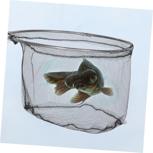 FOMIYES 4pcs Foldable Fishing Net Replacement Heads, Stainless Steel Frame with Black Soft Flexible Mesh, 40cm Round Deep Landing Nets for Freshwater and Saltwater Fishing