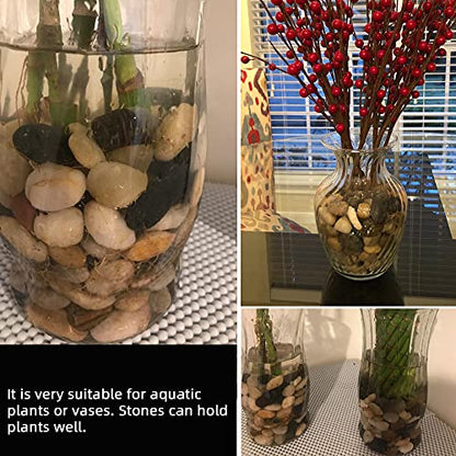 45lb Polished Pebbles for Plants Potting,Succulents Aquarium Fish Tank Vases-Decorative River Rocks Garden Gravel Stones - size: 45LB, style: Colour