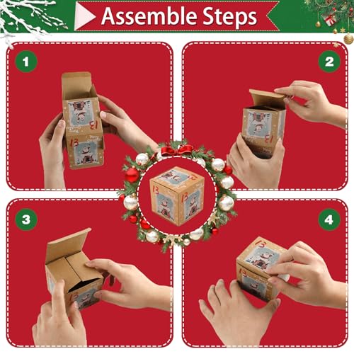 ONESING 24 Pcs DIY Christmas Advent Calendar Boxes for 2025, 24 Days Countdown Calendar Gift for Adults and Kids Christmas Kraft Cardboard Number Boxes Make & Fill Your Own Advent Calendar Boxes - color: Style-F