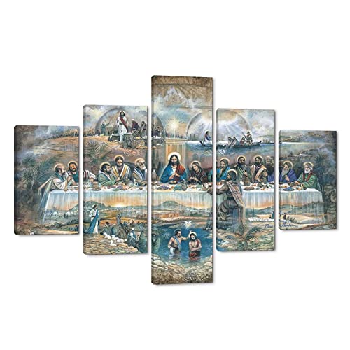 Extra Large Size Living Room Bedroom Wall Decoration Pictures The Last Supper Wall Art Christ Belief Jesus Give Me Your Hand Artwork Pictures for Guest Room Rest Room Decor Wooden Framed Art-60"Wx40"H - color: Artwork-05, size: 60''Wx40''H
