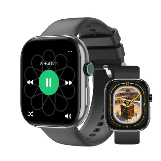 Islamic Quran Watch for Muslim Men, 2.02" KDN Certification Azan Watch with 114 Full Quran Recitation, Prayer Times Reminders, Daily Azkar, Hijri Calendar, Bluetooth Call