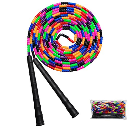 Double Dutch Jump Rope Long Jump Rope 16 FT 1 Pack/2 Pack, Adjustable Soft Beaded Diy Jump Rope for Kids Adult Long Enough for 5-6 Jumpers - color: Black-1 Pack