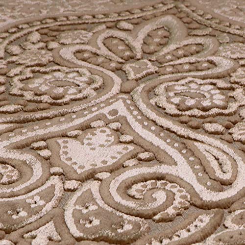 Modefa Luxury Velvet Plush Muslim Prayer Rug - Paisley (Golden Beige) - color: Golden Beige