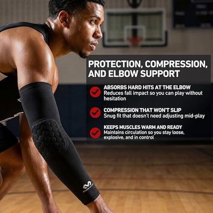 McDavid HEX Shooter Arm Sleeve Single Padded Compression Sleeve Basketball Football Sports Protection - color: Black, size: Medium