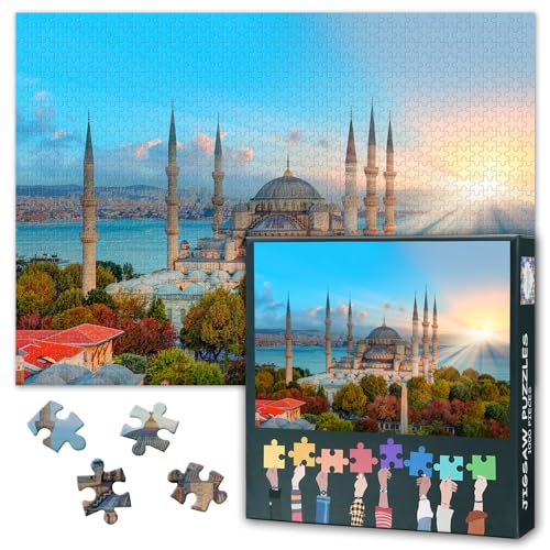 The Blue Mosque Jigsaw Puzzles Islamic Landmarks in Turkey Puzzle for Adult - color: Artwork-09