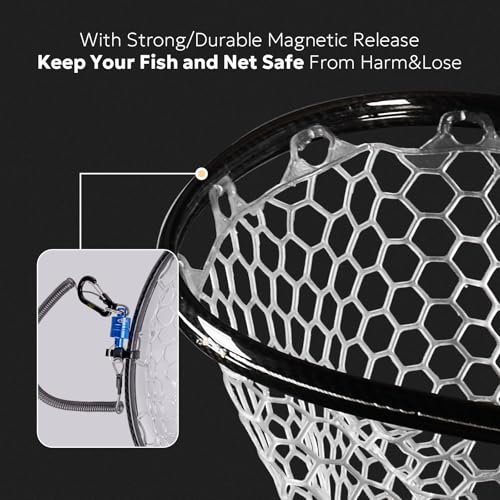 SF Fly Fishing Landing Net Soft Rubber Mesh Trout Net Catch and Release Net - style: Carbon Fiber Combo Small