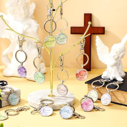 Equsion 24 Pcs Christian Gifts Mini Bible Keychains Bulk,Watercolor - color: Watercolor