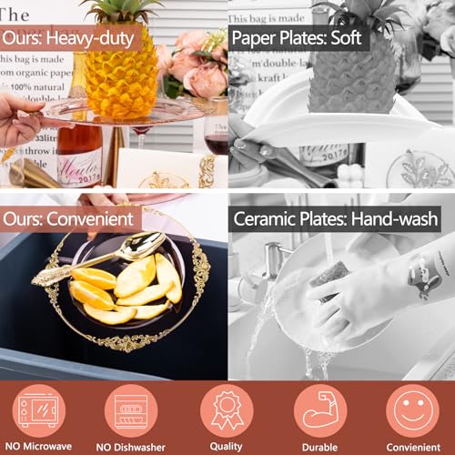 Hioasis 175pcs Burgundy and Gold Plates - Burgundy Party Plates for 25 Guest, Include 50 Heavy-duty Plates(20% Thicker Than Standard), 75 Cutlery Set, 25 Napkin, 25 Cups - color: Burgundy and Gold