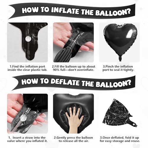 Purple Black Heart Balloons, 10PCS Silver Foil for Goth Princess Birthday - color: Black Purple