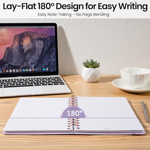 CICPAP Lined Spiral Journal Notebook, A5 College Ruled Notebook for Journaling, Note-Taking, and Daily Planning, Durable Hardcover with an Elegant Design, Light Purple - color: G.Light Purple