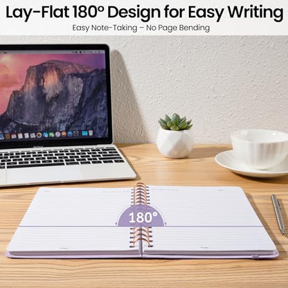 CICPAP Lined Spiral Journal Notebook, A5 College Ruled Notebook for Journaling, Note-Taking, and Daily Planning, Durable Hardcover with an Elegant Design, Light Purple - color: G.Light Purple