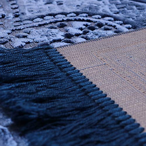 Modefa Prayer Rug - Luxury Velvet Muslim Prayer Rug with Tasbih Beads Soft Elegant Prayer Mat Meditation Mat - Plain Solid Turkish Prayer Matt Islam Ramadan Eid Gift - Paisley (Navy Blue) - color: Navy Blue