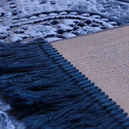 Modefa Prayer Rug - Luxury Velvet Muslim Prayer Rug with Tasbih Beads Soft Elegant Prayer Mat Meditation Mat - Plain Solid Turkish Prayer Matt Islam Ramadan Eid Gift - Paisley (Navy Blue) - color: Navy Blue
