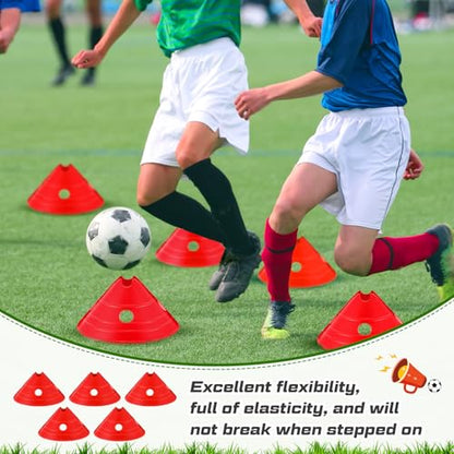 Jumbo Disc Cones Jumbo Soccer Cones with Mesh Bag Giant Large Agility for Soccer Training Adult Sports - color: Red
