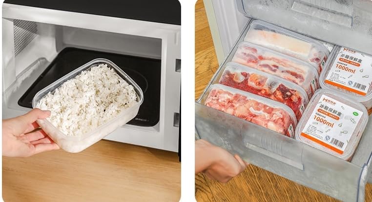 3PCS Produce saver containers for refrigerator(1000ML),Leakproof Food Storage Bins with lids,Fresh Plastic box Keep Fruit Vegetable Fresh longer. - size: 1000ml
