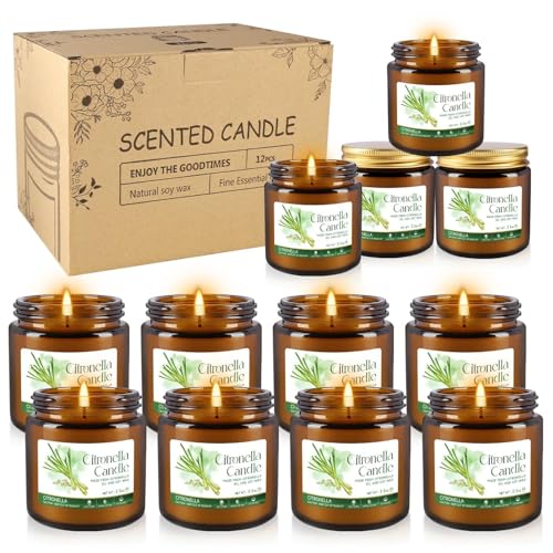 Citronella Candles Glass Outdoor&Indoor，12pack Scented Candle - size: 12pack Citronella