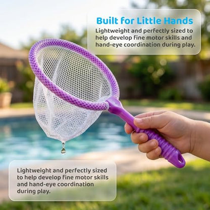 Toddmomy 4Pcs Kids Fishing Net Set, Small Fish Net with Non-Slip Handle, Safe Kids Fish Trap for Aquarium, Pool, Bath & Outdoor Nature Exploration