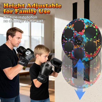 Music Boxing Machine with Gloves - Wall Mounted Punching Trainer for Adults & Kids, 9-Speed Punch Game, Wall Boxing Punching pad, 2025 Upgrade Gifts for Boys Age 6+ - style: Graffiti