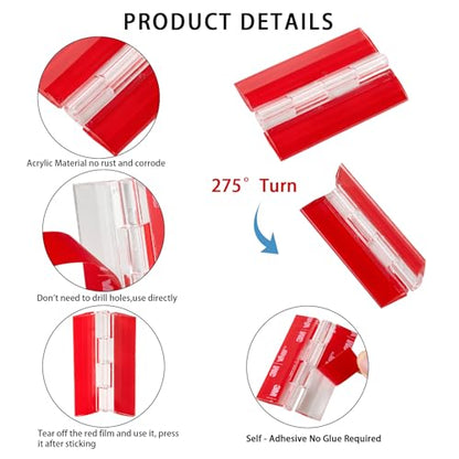 4 Pcs Clear Acrylic Small Hinges 65 x 41 mm Self Adhesive Mini Hinge Swing Clear Door Hinges Tiny Adhesive Hinge for Crafts Cabinet Drawer Jewelry Box DIY Display Plastic Box - size: 65 x 41 mm 2.55 x 1.6 inch)
