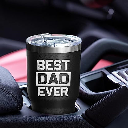 Dad Gifts for Men BEST DAD EVER Tumbler 30 Oz Stainless Steel Insulated Cup Tumbler Coffee Mug with Lid and Straw Mens Father's Day, Christmas and Birthday Gifts Idea - color: DAD-Best-01