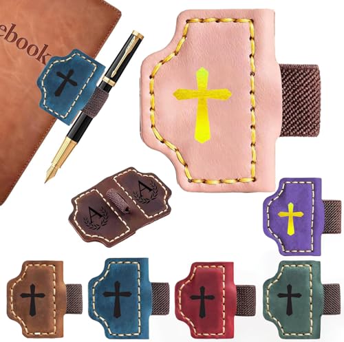 Bygone Mark Personalized Magnetic Leather Bookmark with Pen Holder, Magnetic Cross Bookmark, Christian Book Lovers Reading Accessory, Marker for Book Lovers Men Women (Pink, Cross) - color: Pink, size: Cross