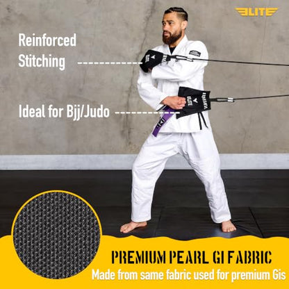 Elite Sports Jiu Jitsu Grip Trainer Simulate Gi - Resistance Band Grip Strength Trainer for BJJ MMA Judo & Grappling Training