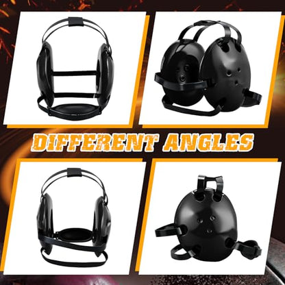 Halloscume Kids Wrestling Headgear with Adjustable Ear Guard Straps MMA Jiu Jitsu Grappling Protective Headgear for Youth Adults Men Women Comfortable Training & Tournament - color: Black/Black