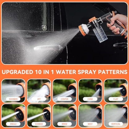 Dog Shower Attachment with Soap Dispenser, Upgraded Dog Washing Hose Attachment for Pet Bathing, High Pressure Foam Sprayer with 10 Spray Modes and Grooming Brush