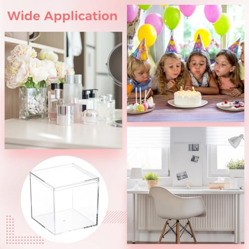 Homaisson 12 PCS Acrylic Square Cube 3 x 3 x 3 Inches, Small Clear Plastic Display Boxes with Lids, Clear Acrylic Storage Square Cube Boxes, Display Case Container for Candy Jewelry Tiny Items - size: 3 x 3 x 3 inch