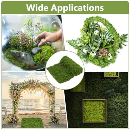 INFUNLY Artificial Moss Mat 19.7 * 78.7inches Green Moss Table Runner Fake Mossy Sheet Roll Waterproof Grass Carpet Blanket Christmas Fake Mossy Table Runner for DIY Fairy Garden Floral Wedding Decor