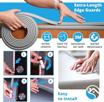 Furniture Edge Guards | 16ft Protective Foam Cushion | Baby Child Proofing Set NonToxic for Table, Fireplace, Countertop | Gray - color: Gray, size: 16ft
