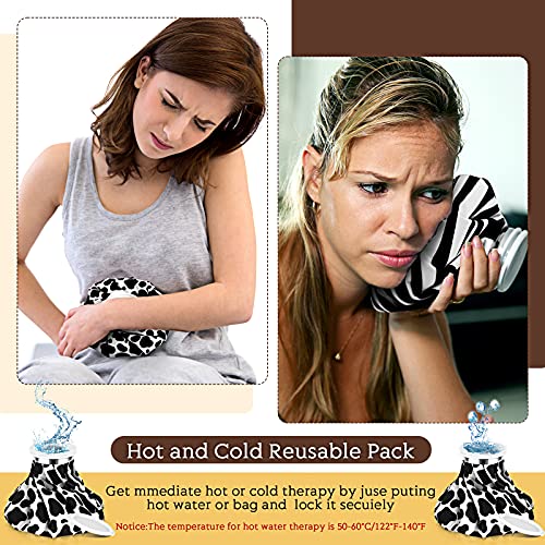 3 Pieces Ice Bags for Injuries Reusable Hot and Cold Pain Relief Ice Bag 6/9/10 inches for Sports Knee Head Leg Injury(Animal Print)