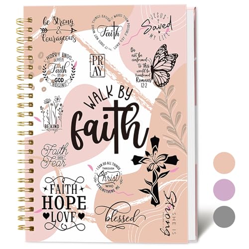 XKDOUS Hardcover Spiral Notebook with Tabs and Bible Tracker, College Ruled Notebook Journal, Church Notes Journal for Women, Bible Journal, Blank Notebooks for Work School Note taking, Pink - color: Pink