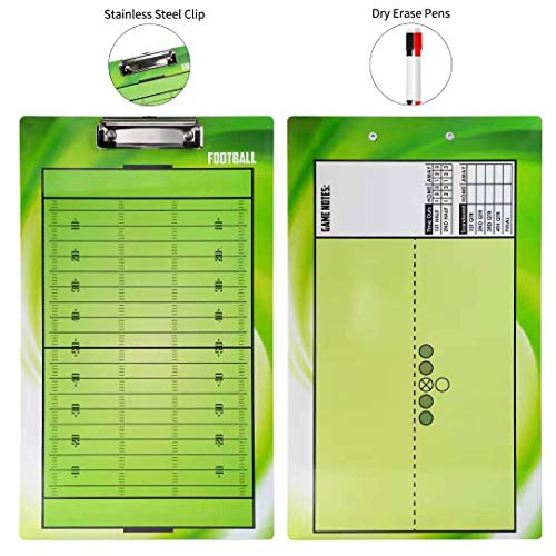 BETTERLINE Football Coaching Board Double Sided Dry Erase Clipboard Sports | American Coaches 2 Erasable Pens Sports Strategy Tool Dry Erase Coaching Board Team Practice Essential Sports Tool