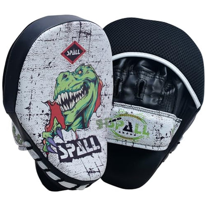 Curved Boxing Pads - Boxing Mitts and Punch Pads, Muay Thai MMA Focus Boxing Mitts Suitable for Boxing, Kickboxing, Karate, and Martial Arts - color: Dino-White