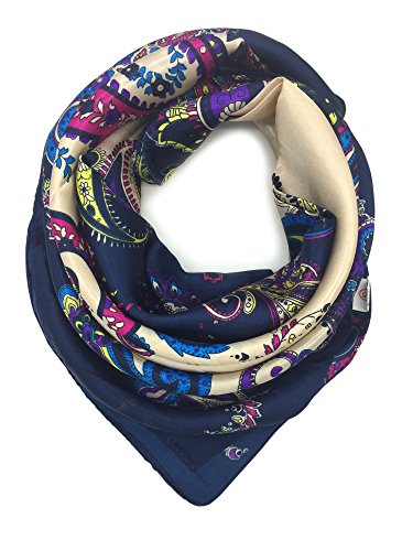 YOUR SMILE Silk Like Scarf Women's Fashion Pattern Large Square Satin Headscarf Headdress - color: 123